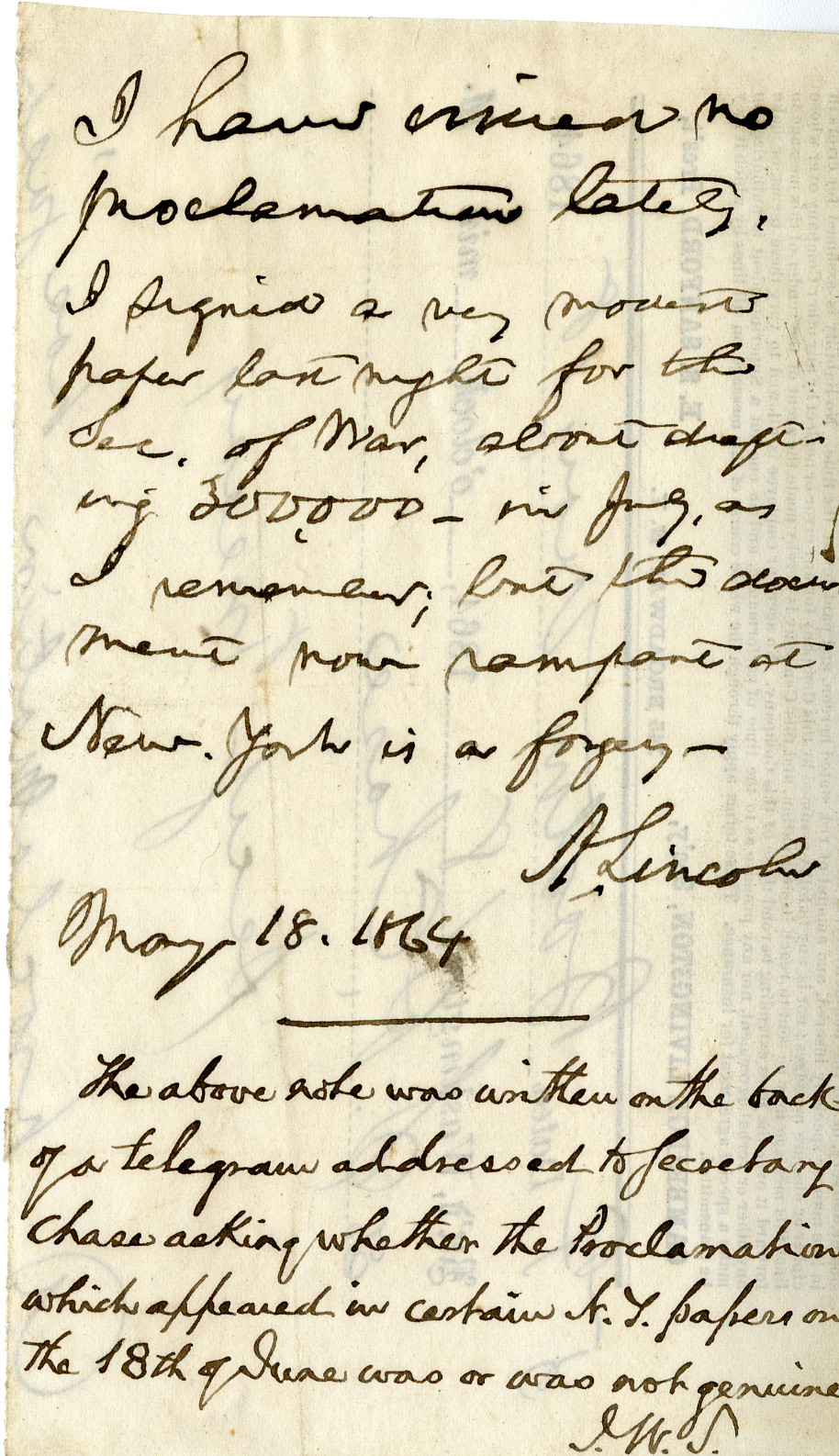 Lincoln, Abraham, 5-18-1864