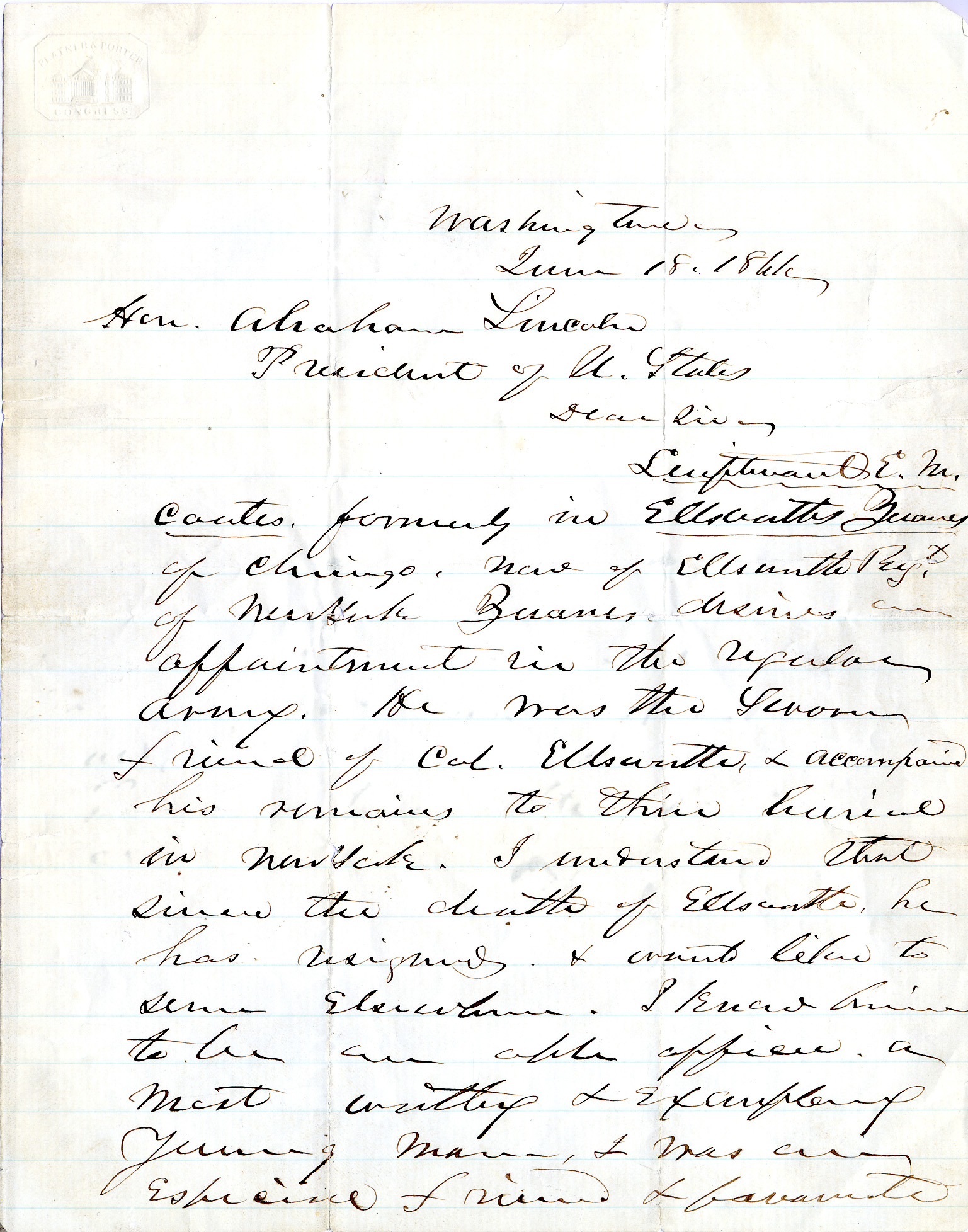 Lincoln, Abraham 6-25-1861 (1 of 3)