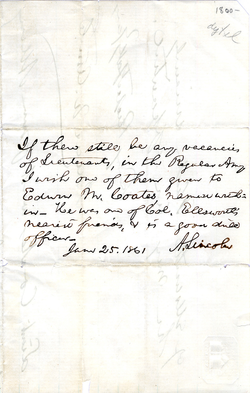 Lincoln, Abraham 6-25-1861 (3 of 3)