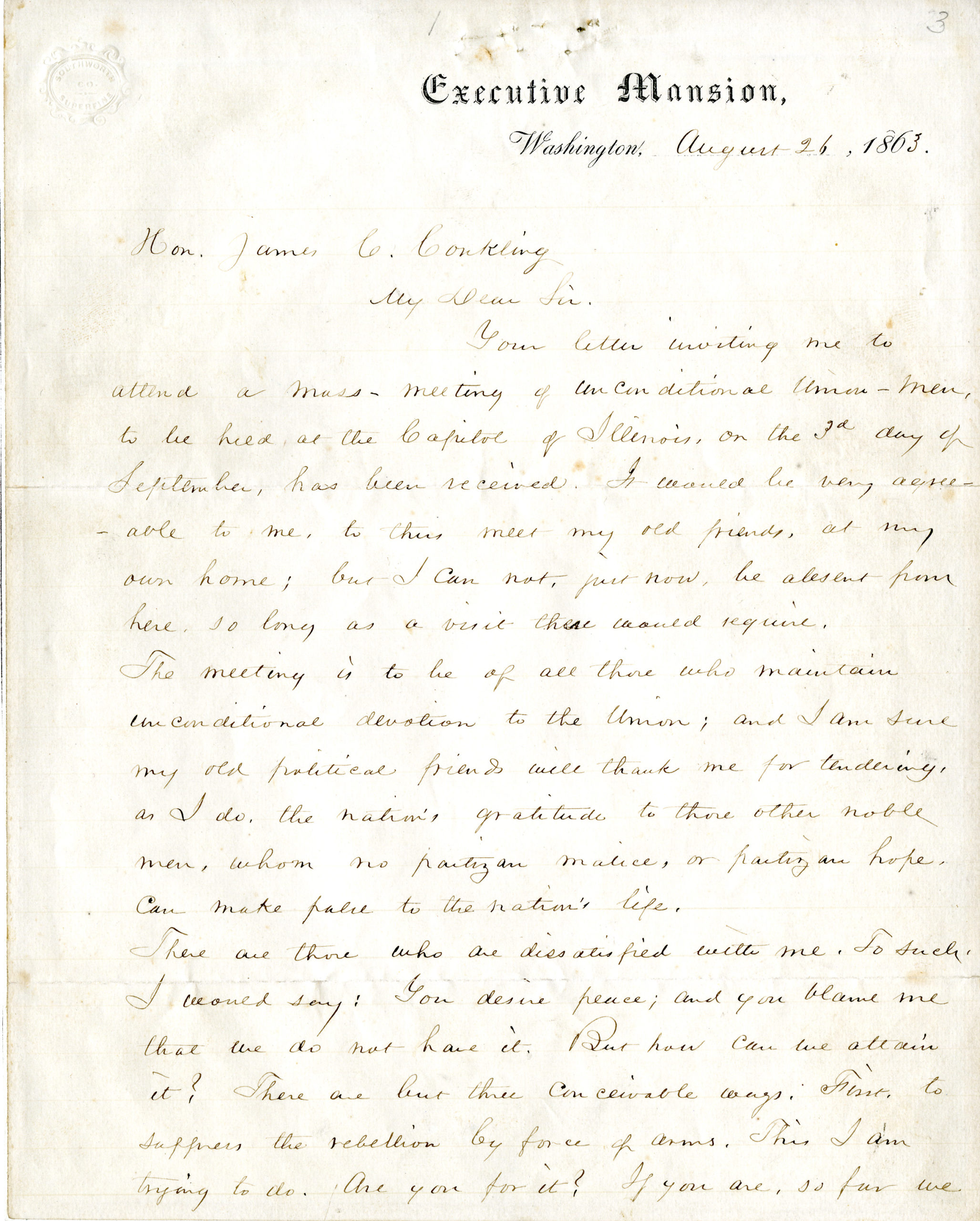 Lincoln, Abraham, 8-26-1863 (1 of 7)