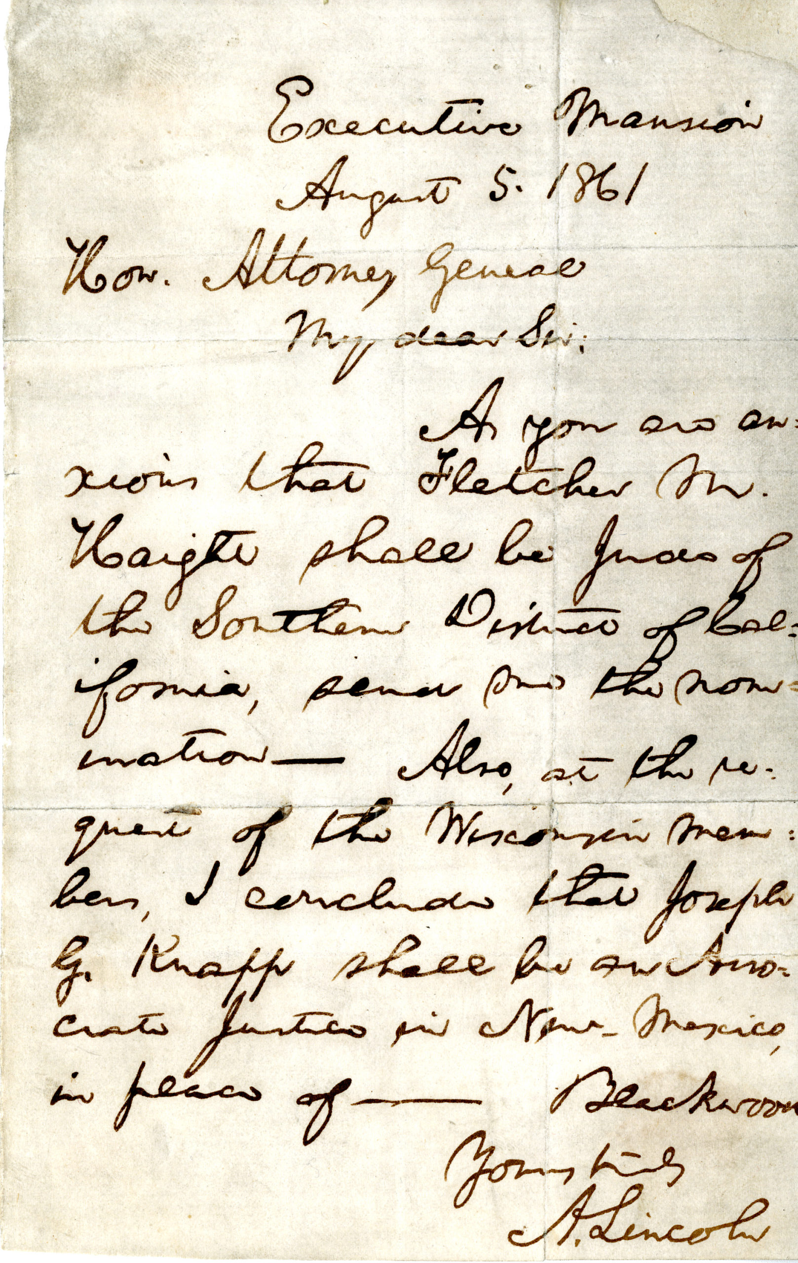 Lincoln, Abraham, 8-5-1861